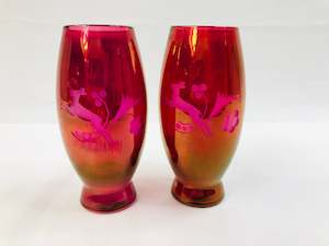 Stunning Vintage Red/Pink Vases (16138)