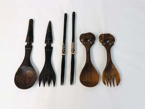 African Wood Salad Servers (18063)