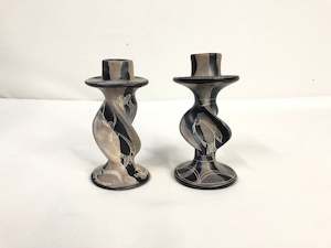 Kenya Soapstone Spiral CandleSticks (18059)