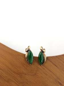 Vintage 14kt Gold / Jade Screw on Earrings (19154)