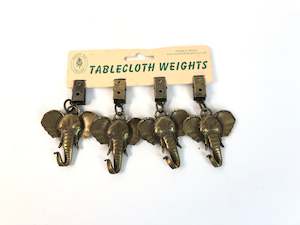 Brass Elephant Tablecloth Weights x 4 (18010)