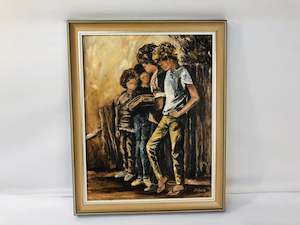 Original Art: J. McGrath - Teenage Boys - Oil on Board (18286)