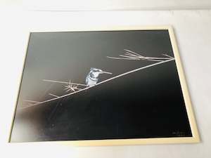 Pied Kingfisher Print - Framed (18293)