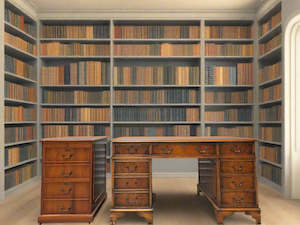 Antique Desk with Matching Filing Cabinet (19355)