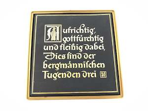 Coal Ceramic Tile with Gold Gild Inscription (19188)