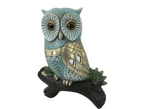 Deco Owl on Branch - Blue and Gold (20076)