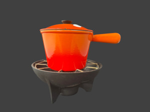 Kitchen: Vintage Le Creuset Cast Iron Burner and Lidded Pot (20048)