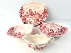 Johnson Brothers - Castle Story - Red Serving Dishes - 5 Pieces (19117)