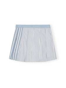 Stripe Cotton Pleated Mini Skirt / Egret