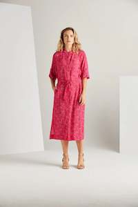 Monique Shirt Dress, Fuchsia