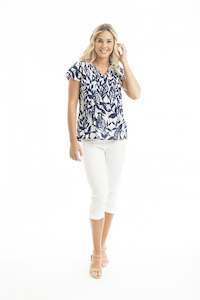 Hayman Navy Pleated Top