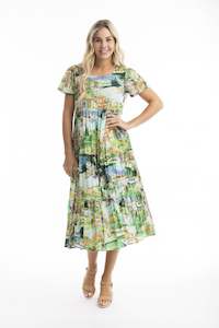 Bellagio Square Neckline Midi Dress