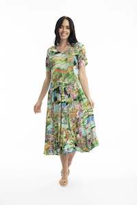 Bellagio Short Sleeve Godet Dress