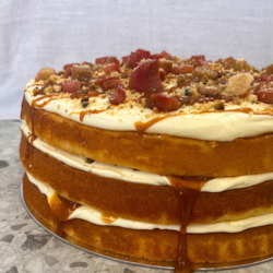 Roasted Rhubarb, Pistachio & Salted Caramel Cake