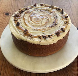 Espresso cake with salted caramel drizzle