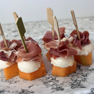 Melon Mozzarella & Proscuitto Skewers