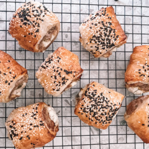 Christmas Morning Afternoon Tea Menu: Pork cream cheese & jalapeno sausage rolls