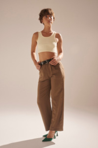 Clothing: Chloe Pleat Linen - Tobacco