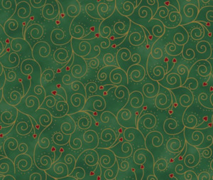 We Love Christmas Scroll - Green/Gold - 100% Cotton - 10cm Increments