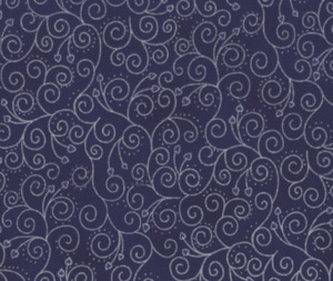 We Love Christmas - Scroll - Blue/Silver - 100% Cotton - 10cm Increments