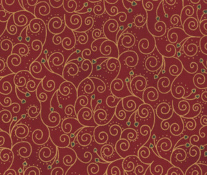 We Love Christmas - Scroll - Red/Gold - 100% Cotton - 10cm Increments