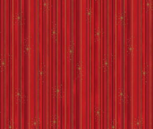 We Love Christmas - Stripes - Red/Gold - 100% Cotton - 10cm Increments