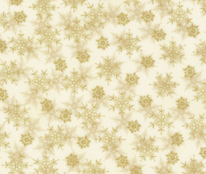 We Love Christmas - Snowflakes - White/Gold 100% Cotton - 10cm Increments