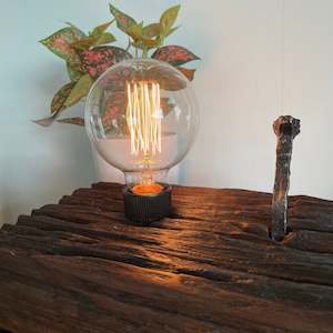 Reclaimed Wood Table Lamp - Railway sleeper #124