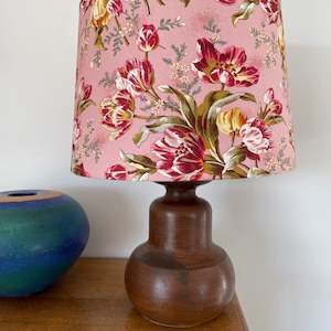 Java wood lamp | Handcrafted fabric lampshade