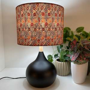 Furniture: Touch lamp | Black | Handcrafted fabric lampshade