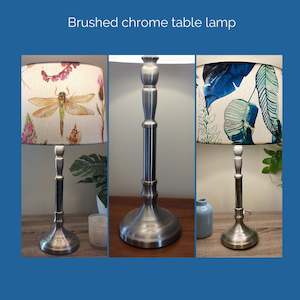 Furniture: Brushed chrome table lamp - your choice of fabric shade