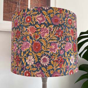 Furniture: Indian Summer Nights: Blue Floral Lampshade