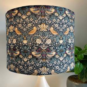 Strawberry Thief, Mini, Teal | Morris & Co | Fabric lamp shade