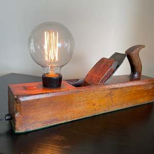 Furniture: Table Lamp | Authentic Vintage Wood Plane #92