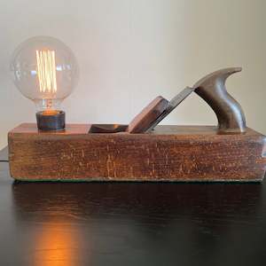 Furniture: Table Lamp | Genuine Vintage Wood Plane #94