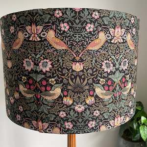 Furniture: Ready-made LARGE Strawberry Thief Black lampshade