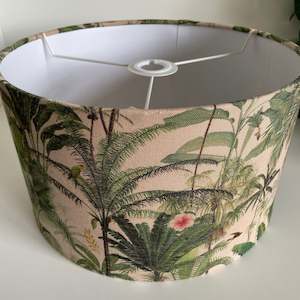 Furniture: Ready-made MEDIUM CEILING jungle palm fabric lampshade