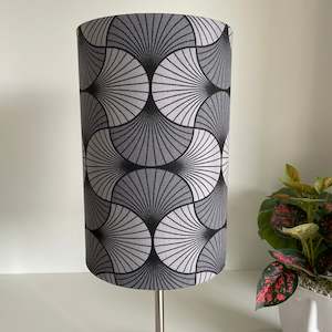 Furniture: Ready-made grey geometric fabric lampshade