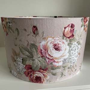 Ready-made LARGE BARREL Lampshade | Vintage Flowers