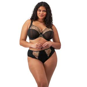 Lingerie: Elomi Teagan Black/Almond High Leg Brief