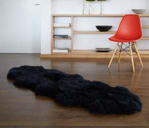 Large Double Sheepskin Rug - Black - NZ Made