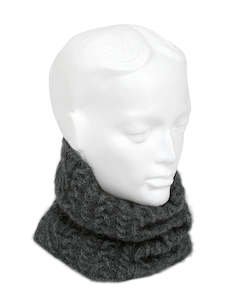 Lothlorian Possum & Merino Cable Neck Gaiter/Headband, Charcoal