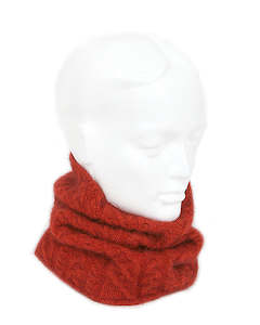 Frontpage: Lothlorian Possum & Merino Cable Neck Gaiter/Headband, Pumpkin