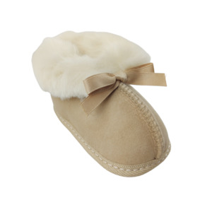 Children: Infants 'Little Koru' Booties - Sand - NZ Made - 0-24months