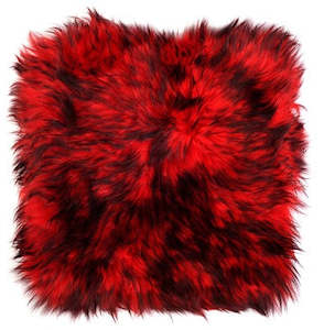 Homeware: Sheepskin Cushion Cover - Red With Black Tip - Standard or Large Size