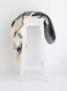 Homeware: Wool Twill Throw - Block Check - NZ Made