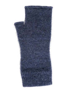 Lothlorian Possum & Merino Plain Fingerless Mitten, Denim