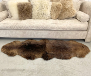 Natural Black Double Sheepskin Rug - NZ Made #25