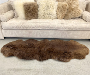 Natural Black Double Sheepskin Rug - NZ Made #22