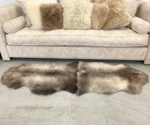 Natural Black Double Sheepskin Rug - NZ Made #21